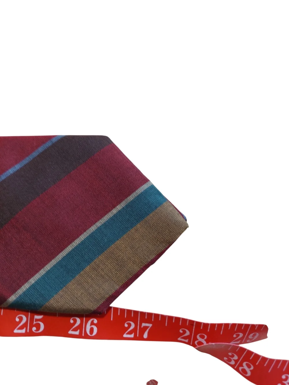 Vintage Yves Saint Laurent Silk Tie Burgundy Teal Gold Stripe Designer Necktie